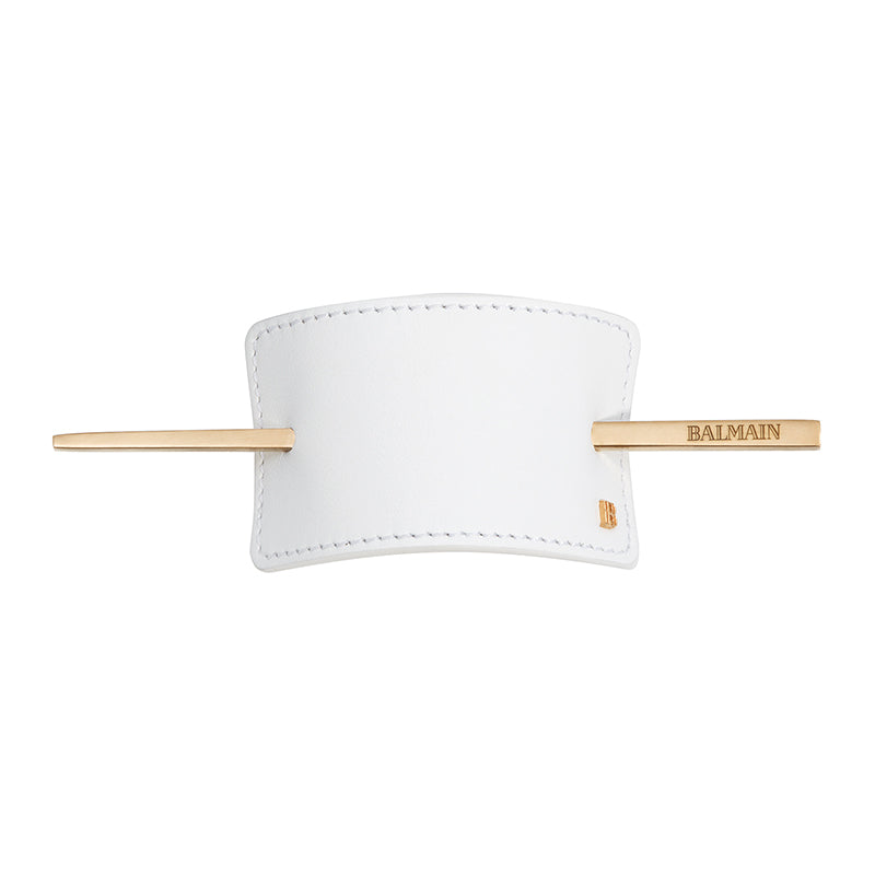 Hair Barrette Leather White