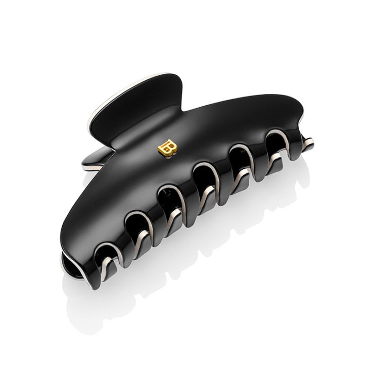 Cellulose Acetate Pince a Cheveux Large Black/White