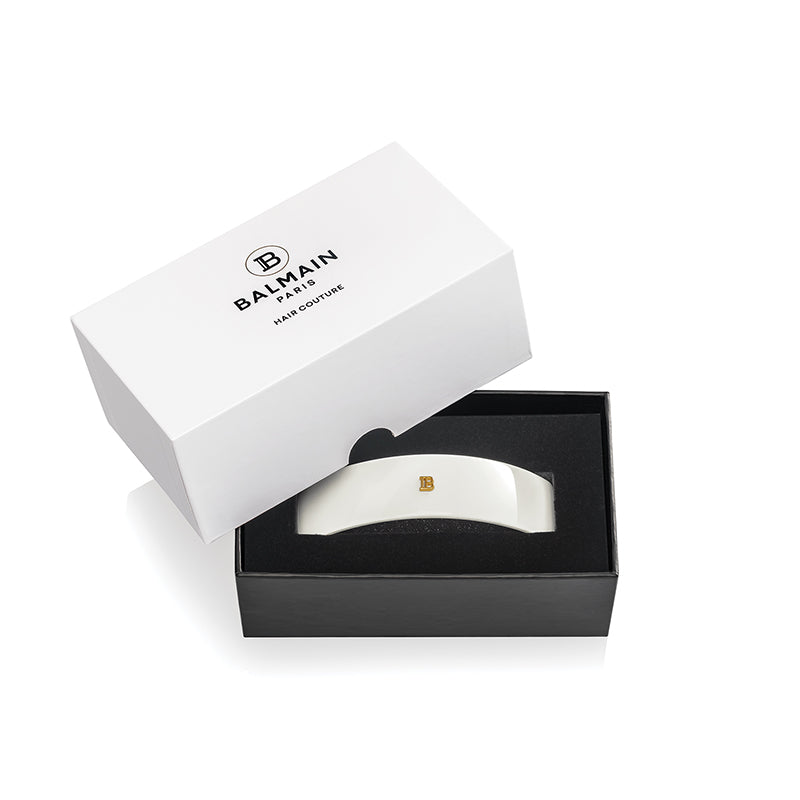 Cellulose Acetate Barrette pour Cheveux Large White