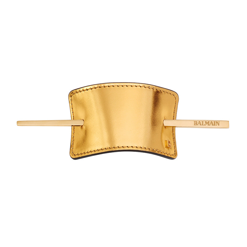 Hair Barrette Leather Gold