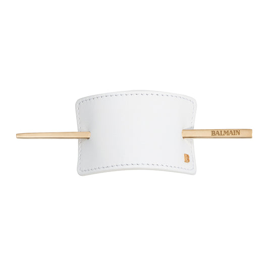 Hair Barrette Leather White