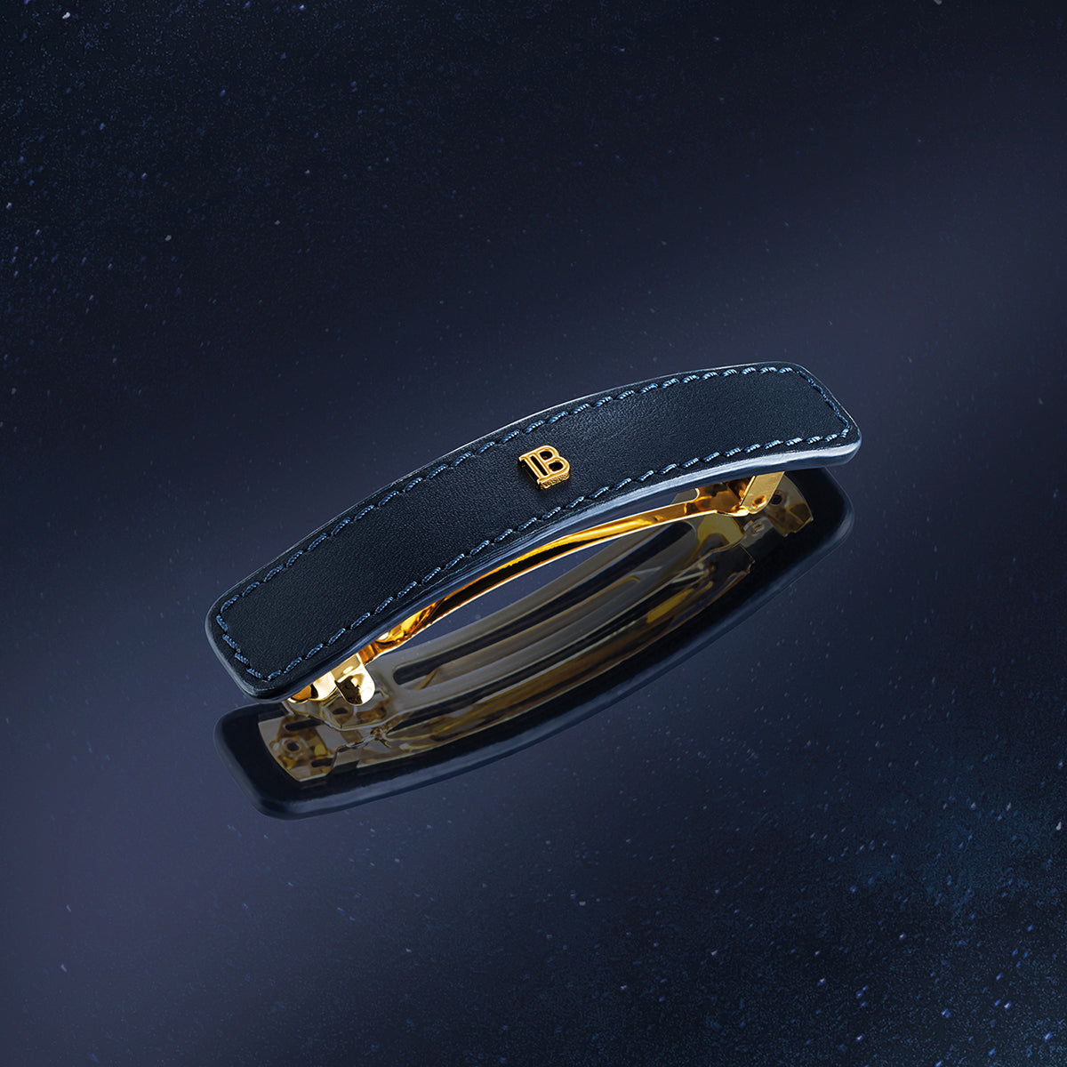 Balmain - Leather Barrette Cosmic Sapphire